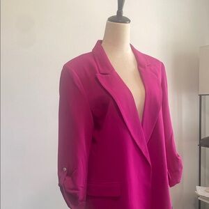 Women's Pink Blazer - oversized styling in rich jewel tone